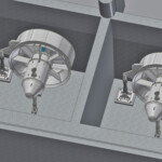Die beiden doppeltreguliertem Kaplan-Turbinen des Tiroler Turbinenspezialisten Geppert erreichen eine Engpassleistung von 420 kW. Grafik, Großweil, Turbinenschnitt
