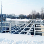 Winterlicher Eindruck der als Vertical-Slot-Pass ausgeführten Fischaufstiegsanlage. Vertical-Slot-Pass, Fischaufstiegsanlage, Muldestausee