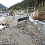Baustelle an der Wasserfassung Pusterwaldbach 2 im Herbst 2020. Kraftwerk Baustelle Wasserfassung