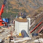 Bau des Entsanderbauwerks auf über 1.830 m Seehöhe Kraftwerk Maratschbach
