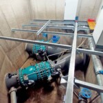 Im Vereinigungsbauwerk werden die beiden Druckrohrleitungsstränge von den Wasserfassungen zusammengeführt. Kraftwerk Sellrain Rohrvereinigung